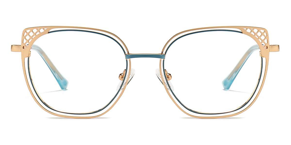 Gold Blue Layla - Rectangle Glasses