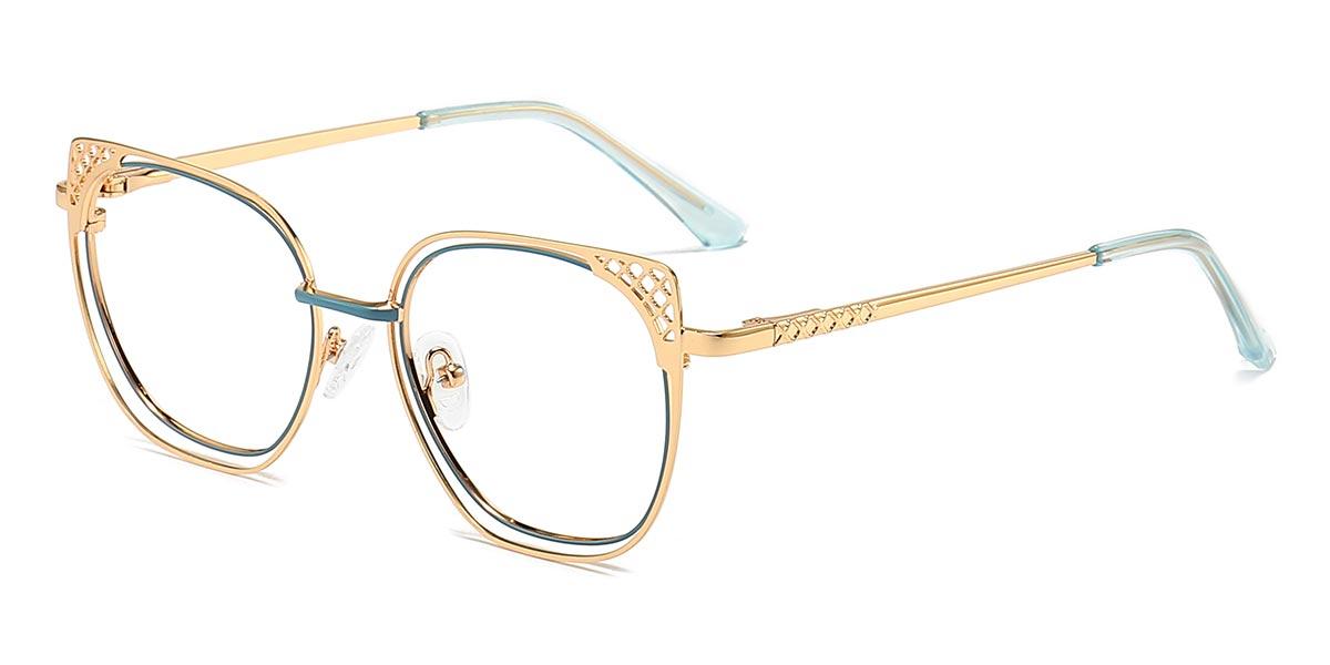 Gold Blue Layla - Rectangle Glasses