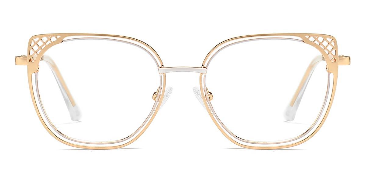Gold White Layla - Rectangle Glasses