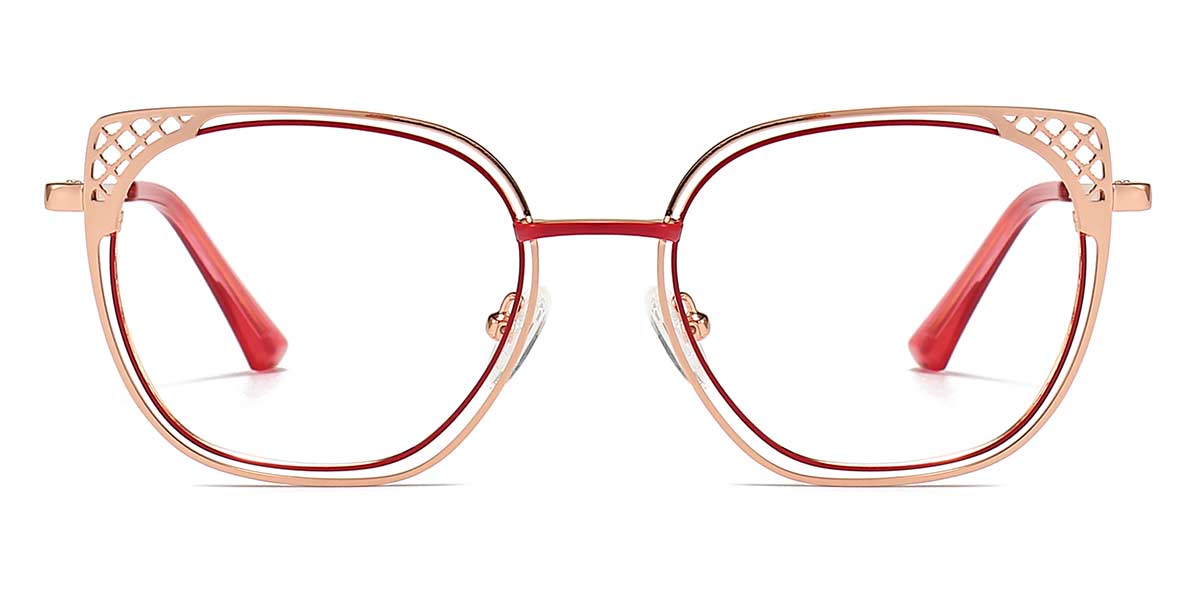Red - Rectangle Glasses - Layla
