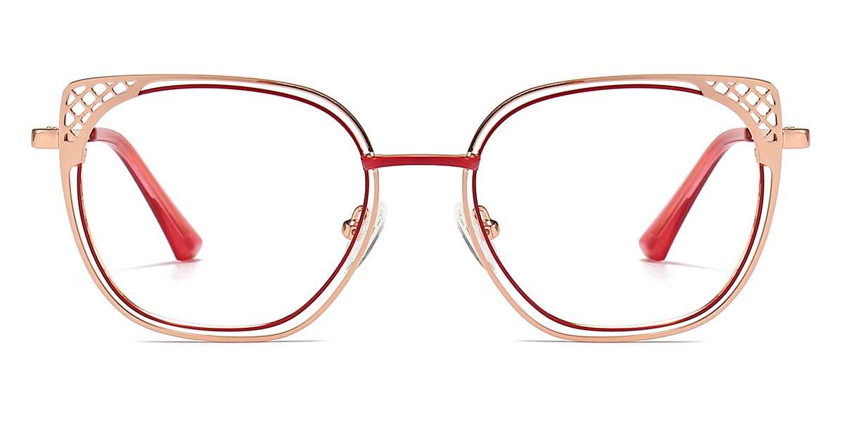 Gold Red Layla - Rectangle Glasses