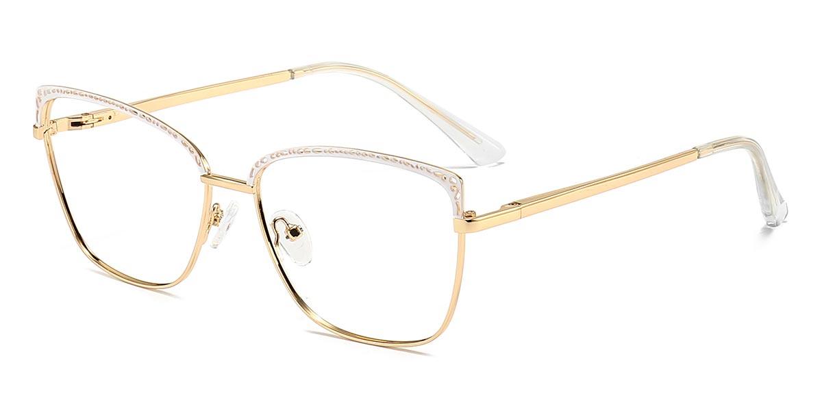 Gold White William - Rectangle Glasses