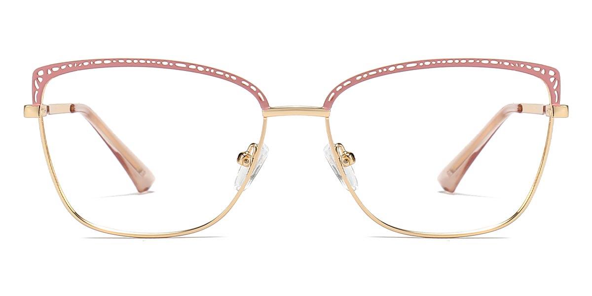 Gold Pink William - Rectangle Glasses