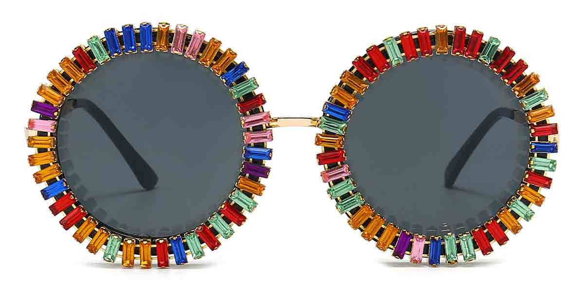 Fancy Diamond Grey Sofia - Round Sunglasses