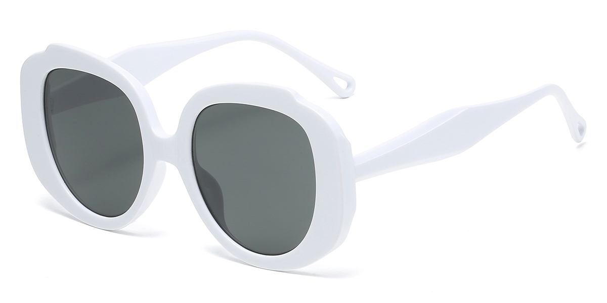 White Grey Honey Glasses - Oval Sunglasses