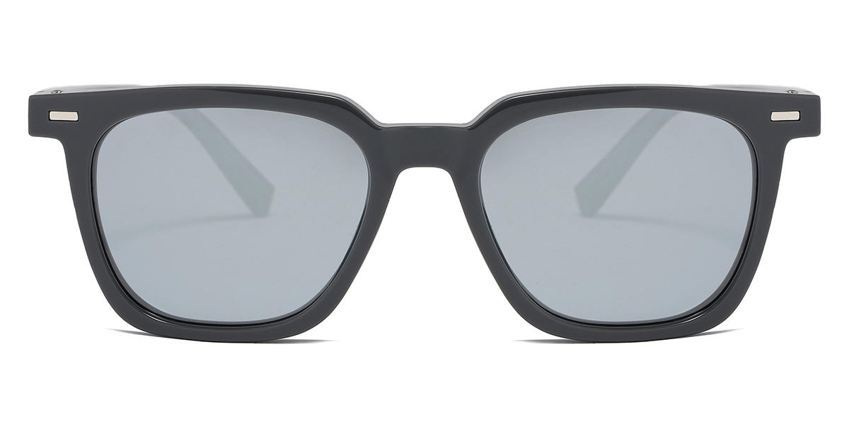 Black Silver Mirror Jojo - Square Sunglasses