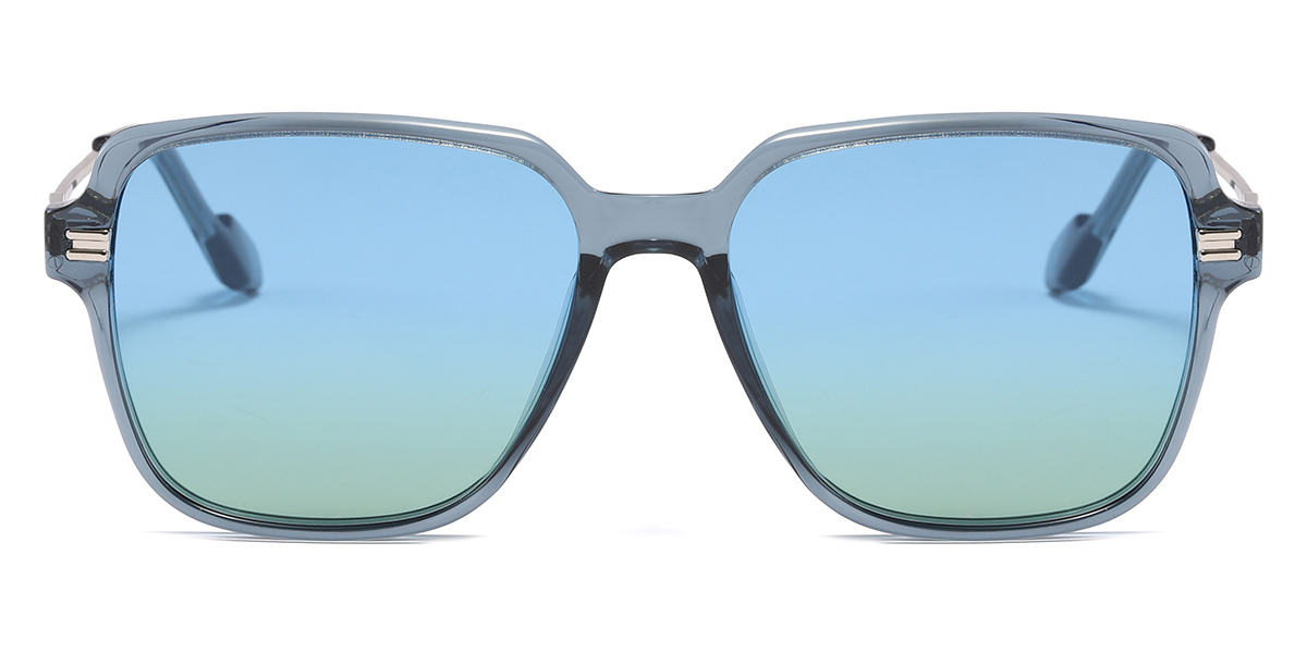 Transparent Blue Blue Green - Square Sunglasses - Gary