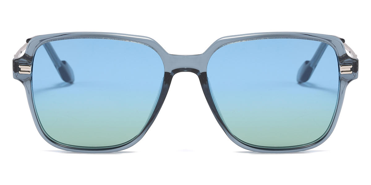 Transparent Blue Blue Green Gary - Square Sunglasses