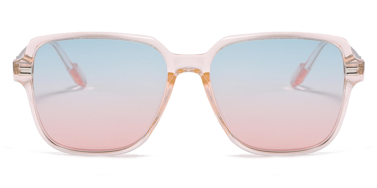 Transparent Pink Blue Pink Gary - Square Sunglasses