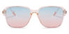 Transparent Pink Blue Pink Gary - Square Sunglasses