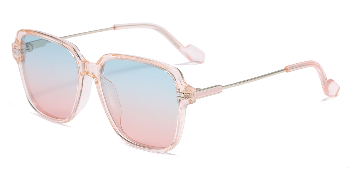 Transparent Pink Blue Pink - Square Sunglasses - Gary