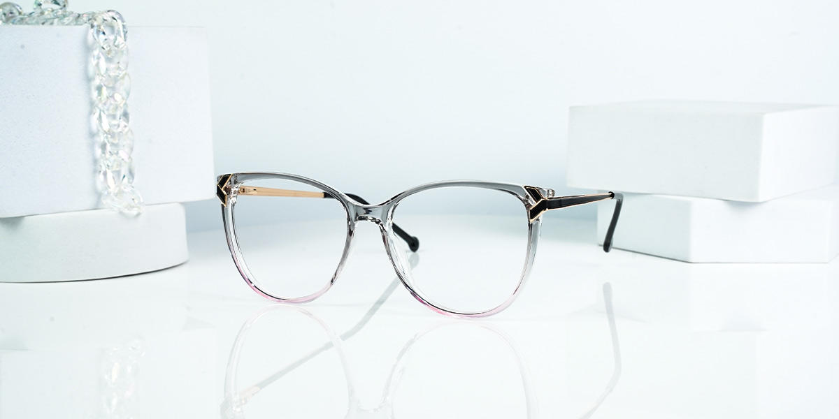Grey Pink Molly - Cat Eye Glasses