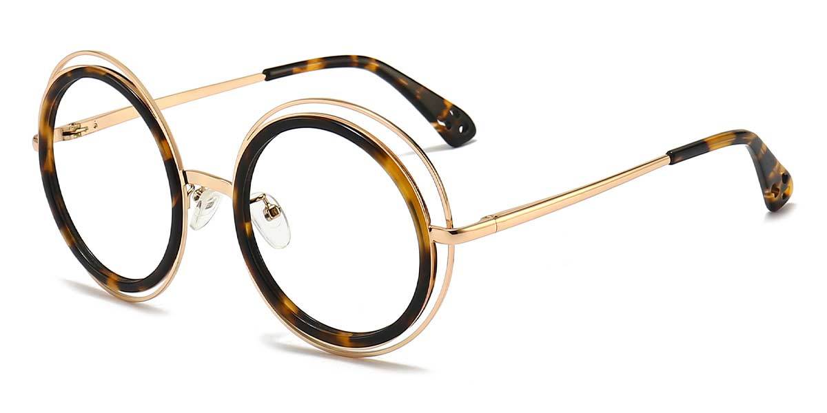 Gold Tortoiseshell Braylin - Round Glasses