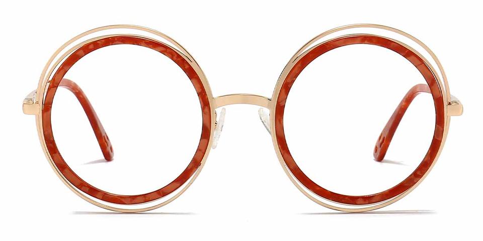 Gold Red Tortoiseshell Braylin - Round Glasses