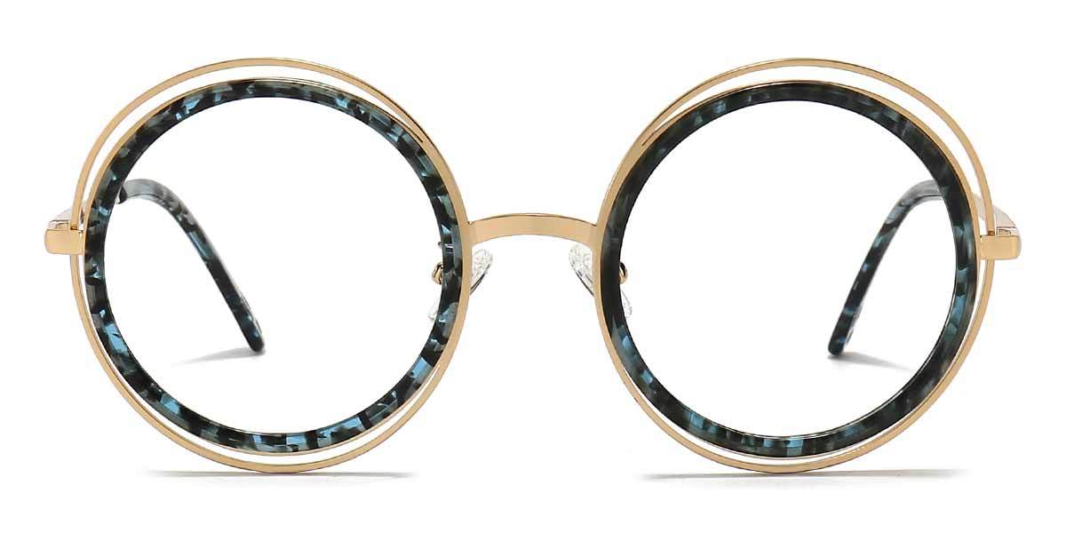 Gold Blue Tortoiseshell Braylin - Round Glasses