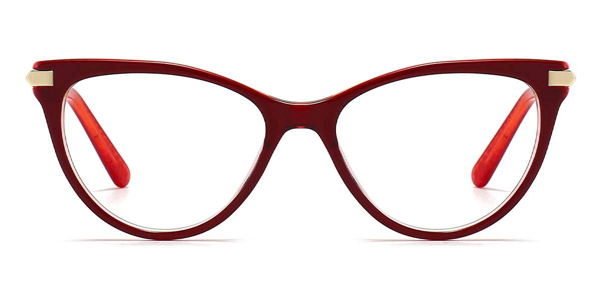 Red - Cat eye Glasses - Star