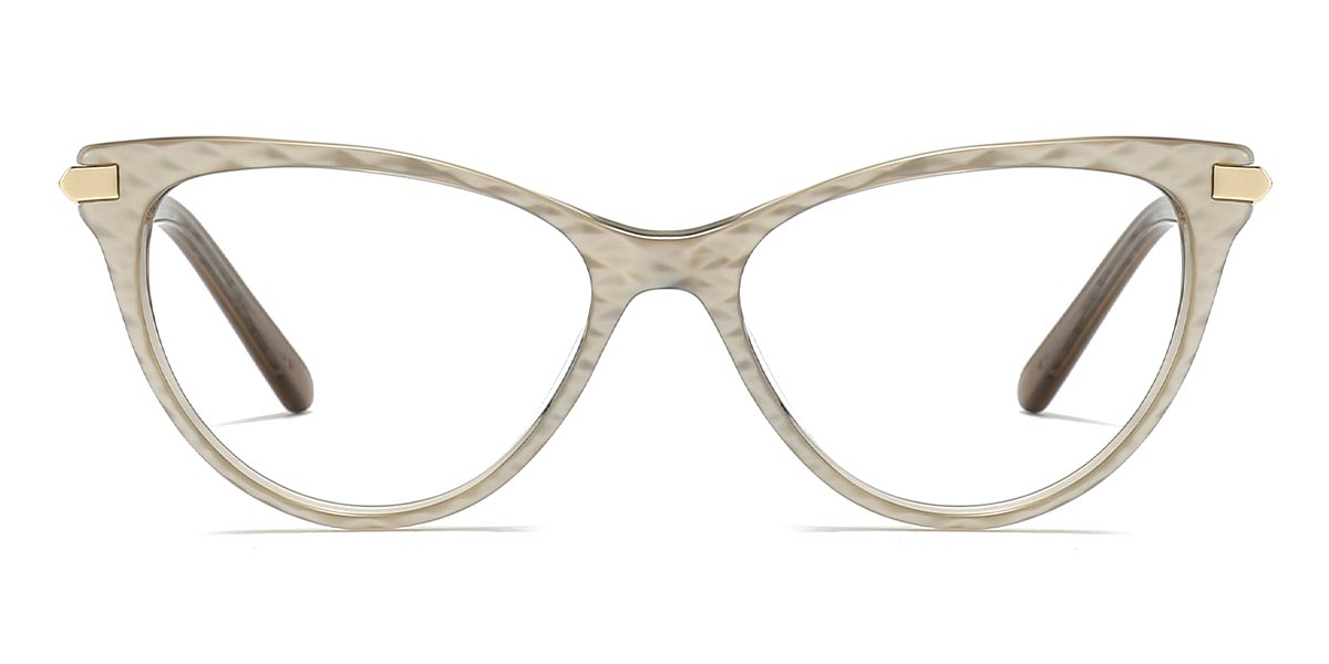 Frosted White - Cat eye Glasses - Star