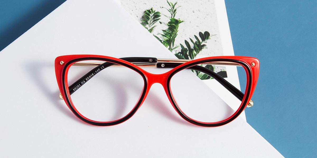 Red - Cat eye Glasses - Effie