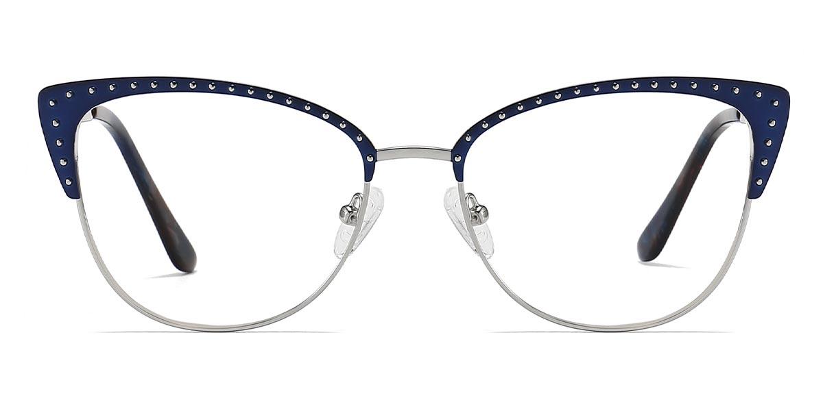 Silver Navy Blue Marty - Cat Eye Glasses