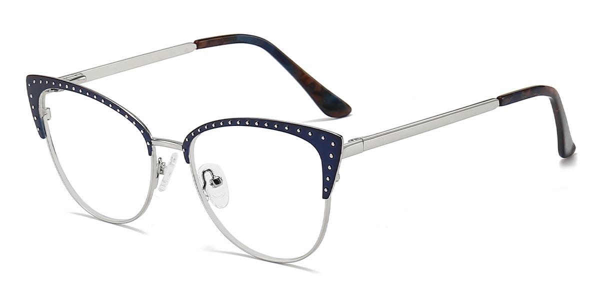 Silver Navy Blue Marty - Cat Eye Glasses