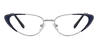 Silver Navy Blue Malya - Cat Eye Glasses