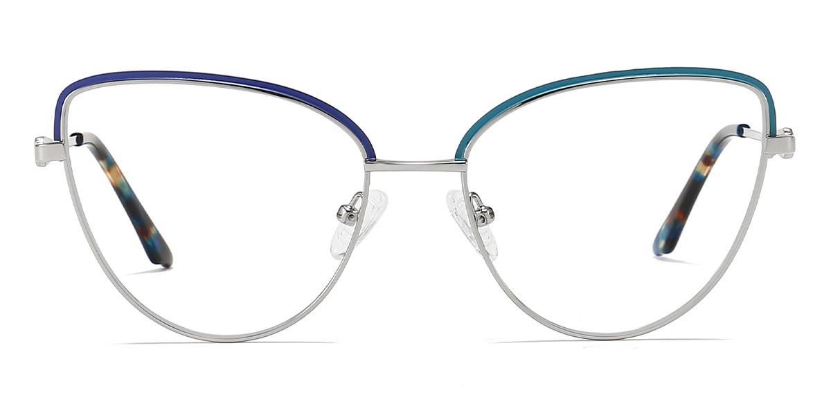 Silver Blue Teal Koey - Cat Eye Glasses