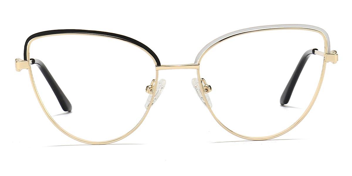 Gold Black White Koey - Cat Eye Glasses