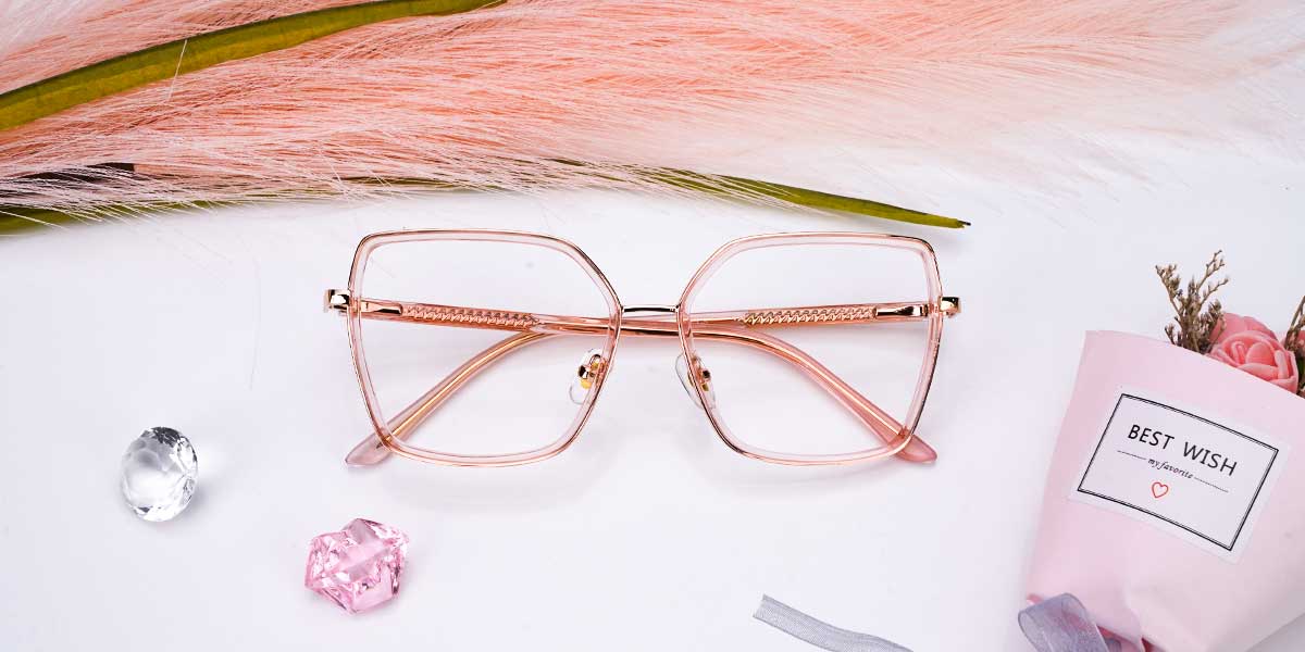 Pink - Square Glasses - Minda