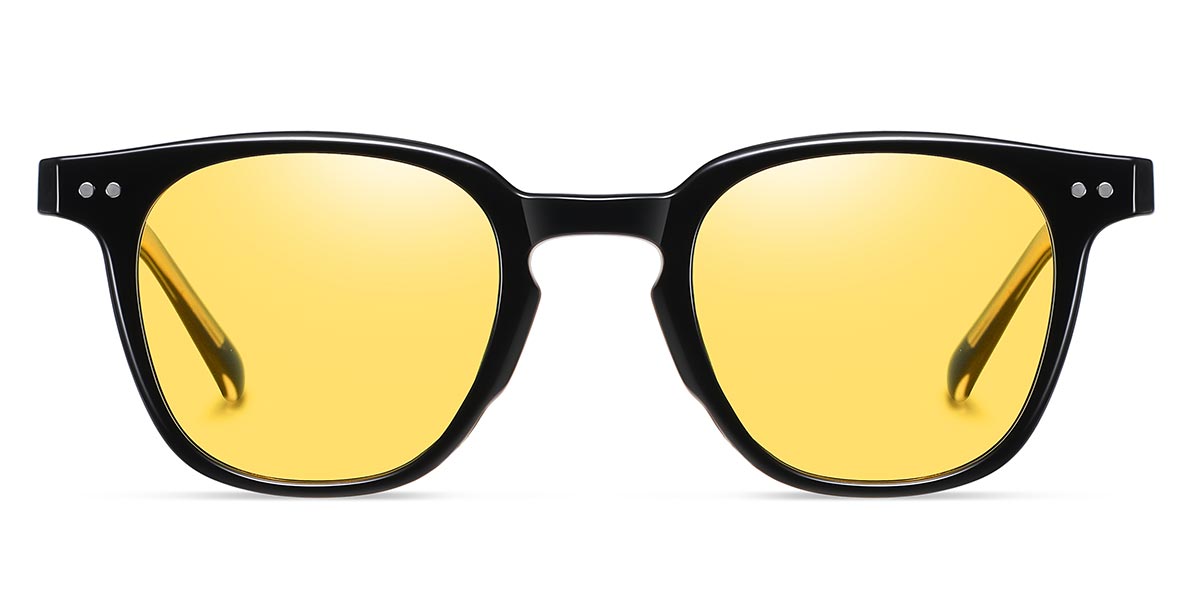 Black Yellow - Square Sunglasses - Layel