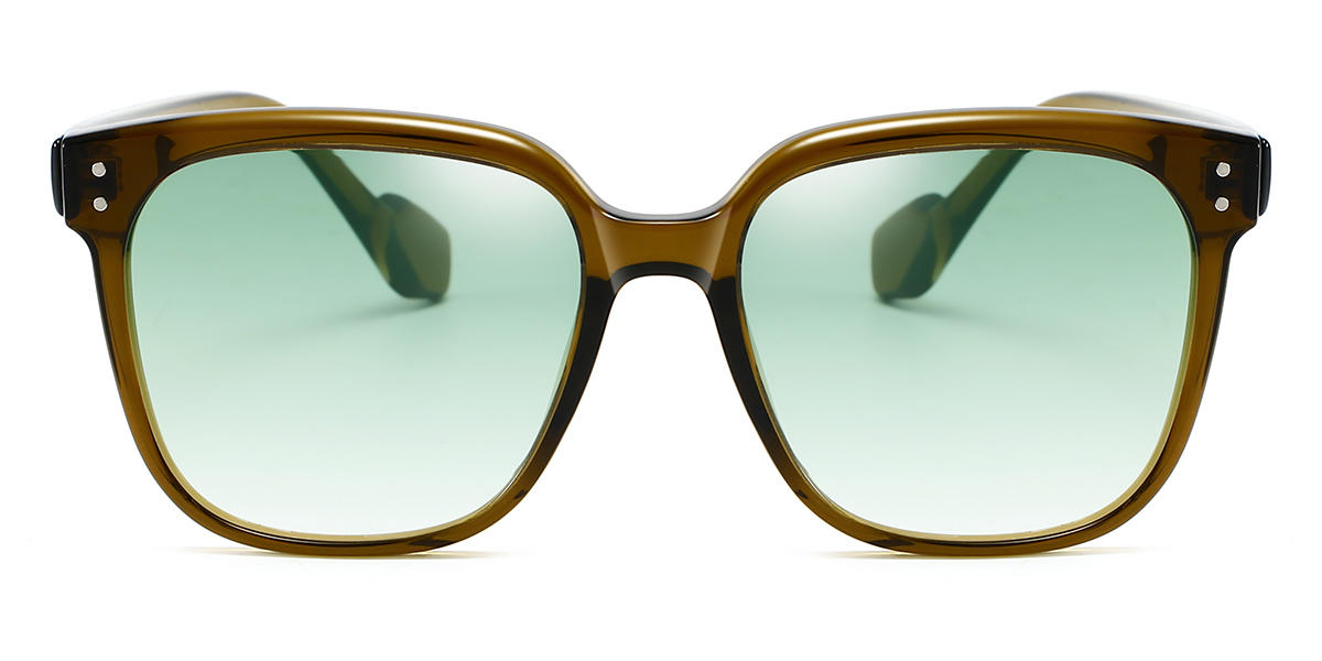 Brown Gradual Green Krue - Square Sunglasses