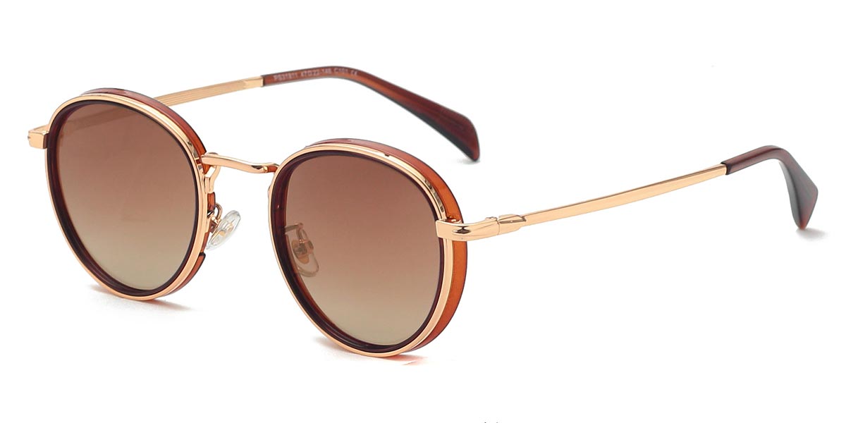 Gold Gradual Brown - Oval Sunglasses - Everie