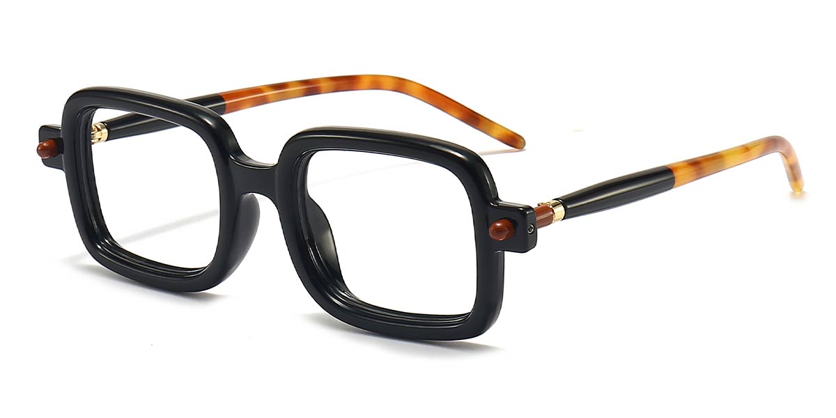 Black Tortoiseshell - Rectangle Glasses - Ezma