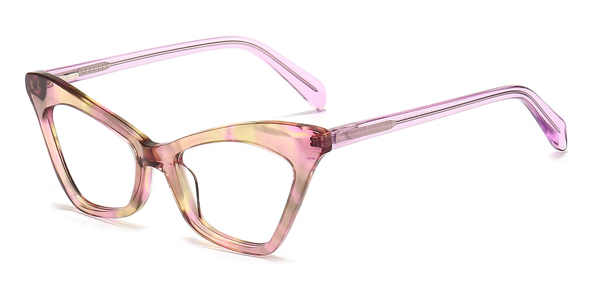 Purple Yellow - Cat eye Glasses - Awa