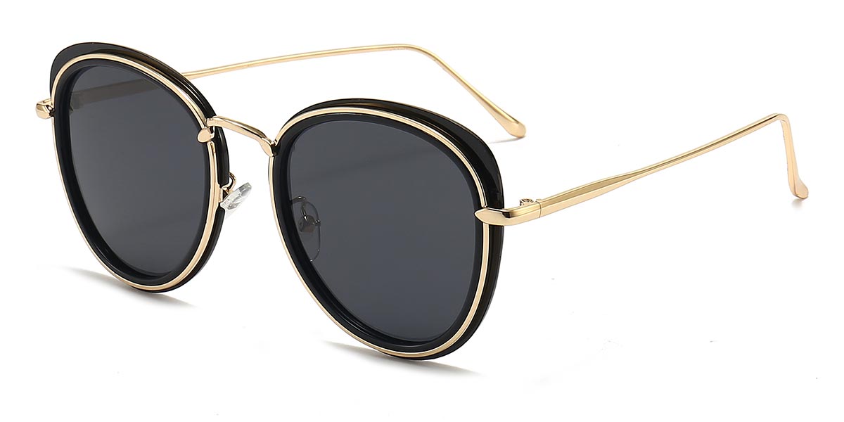 Black Grey - Oval Sunglasses - Katelya