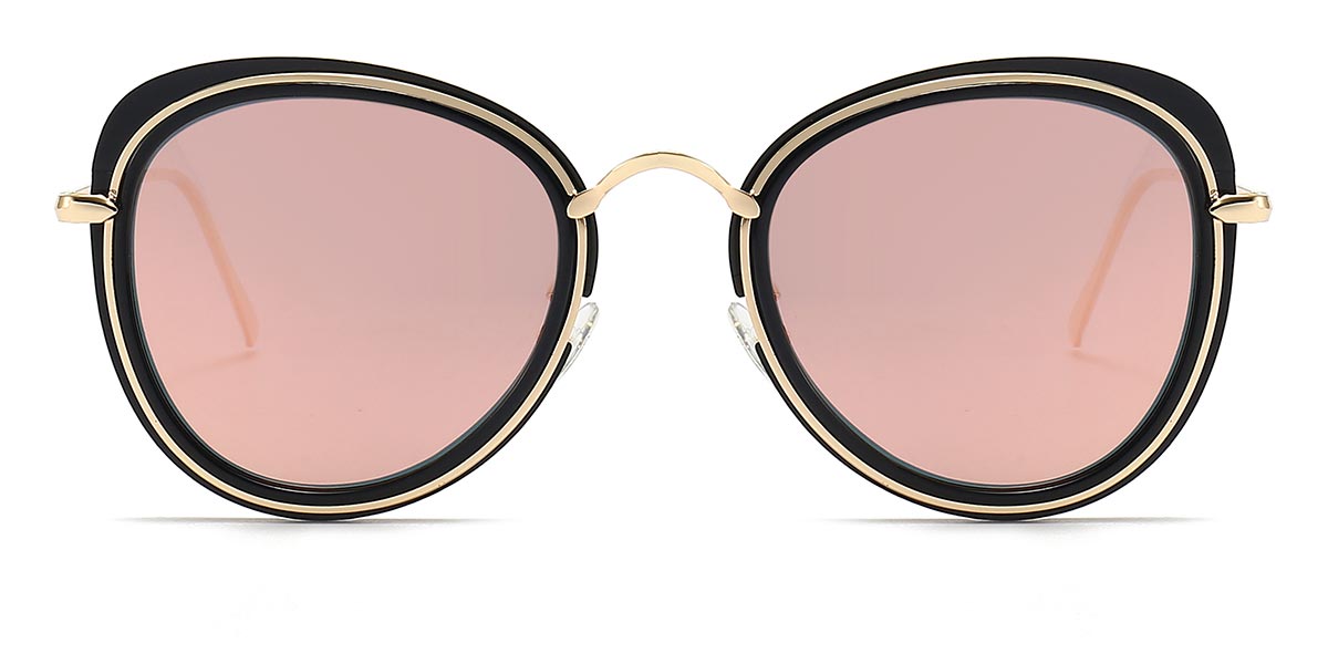Black PIink Mirror - Oval Sunglasses - Katelya