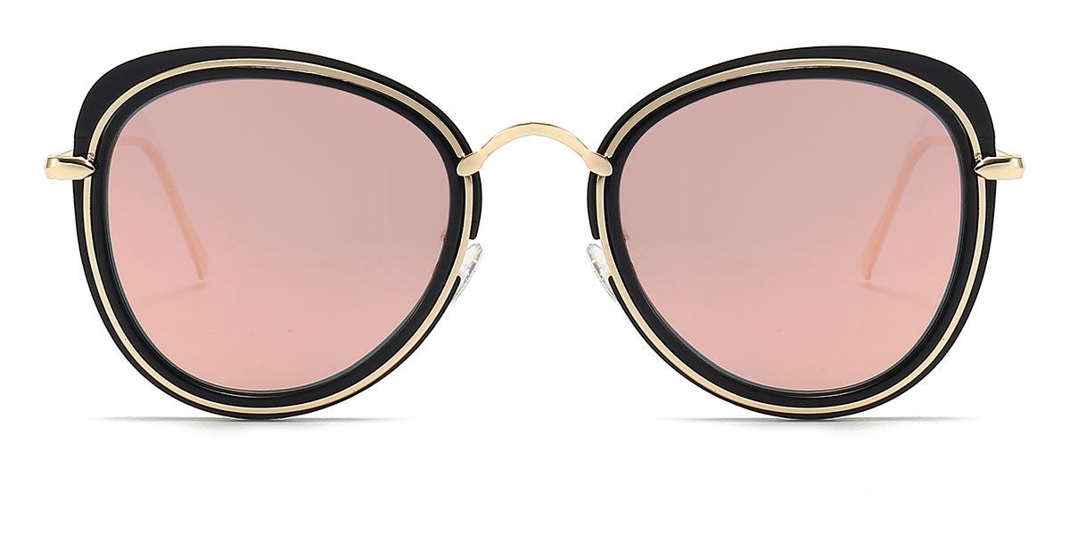 Black PIink Mirror Katelya - Oval Sunglasses