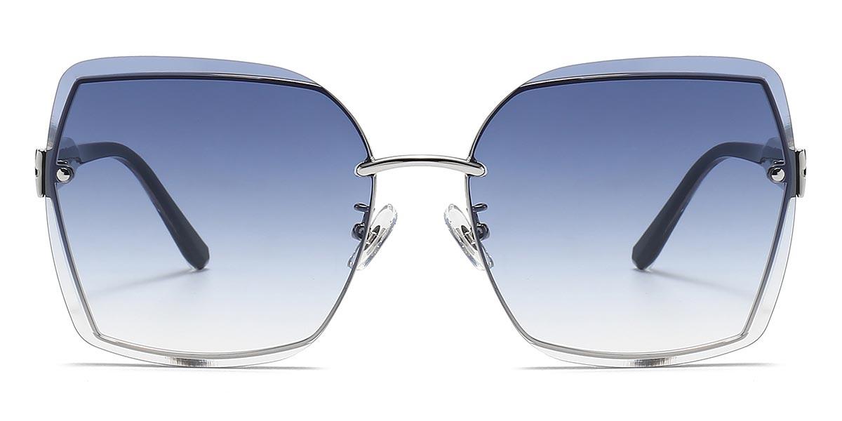 Silver Blue Clear Azel - Square Sunglasses