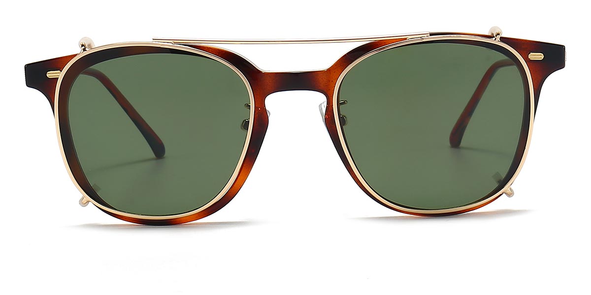 Tortoiseshell Lanre - Oval Clip-On Sunglasses