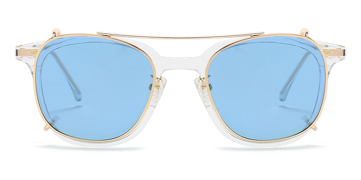 Clear - Oval Clip-On Sunglasses - Lanre