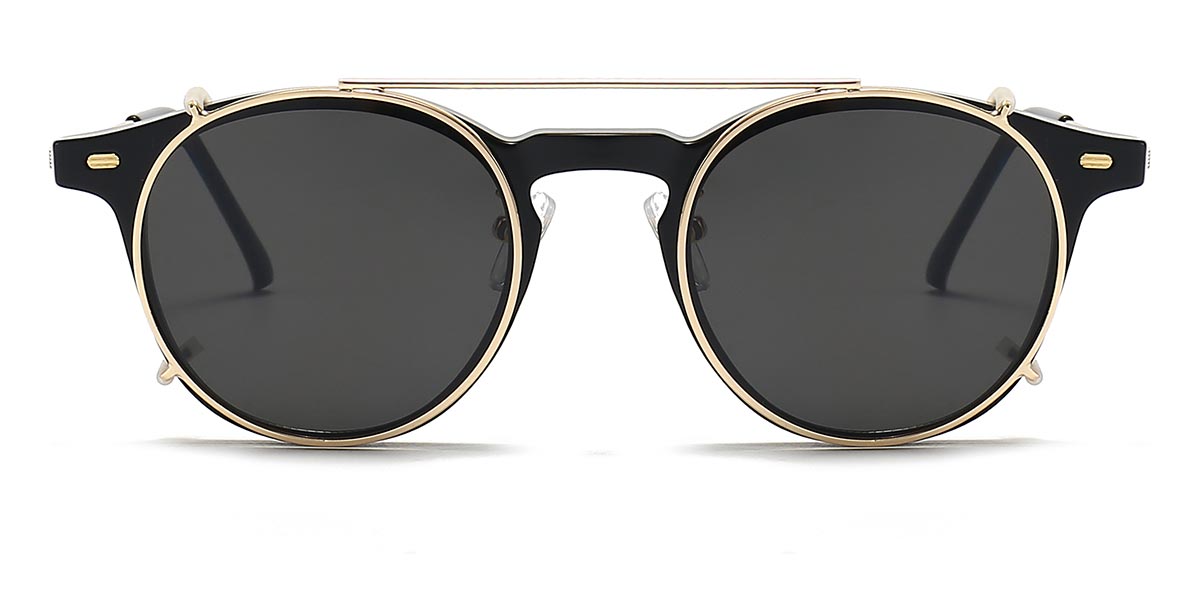 Black Kati - Oval Clip-On Sunglasses