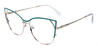 Silver Green Leeni - Oval Glasses
