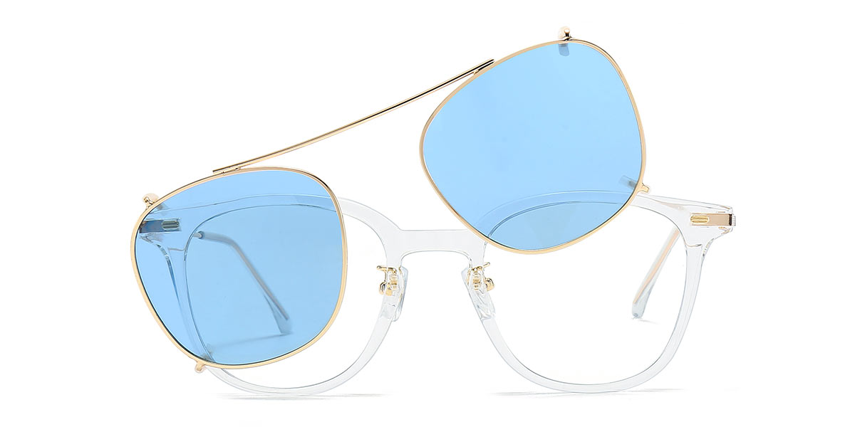 Clear Lanre - Oval Clip-On Sunglasses