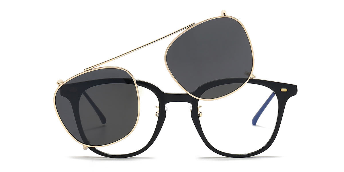 Black - Oval Clip-On Sunglasses - Lanre