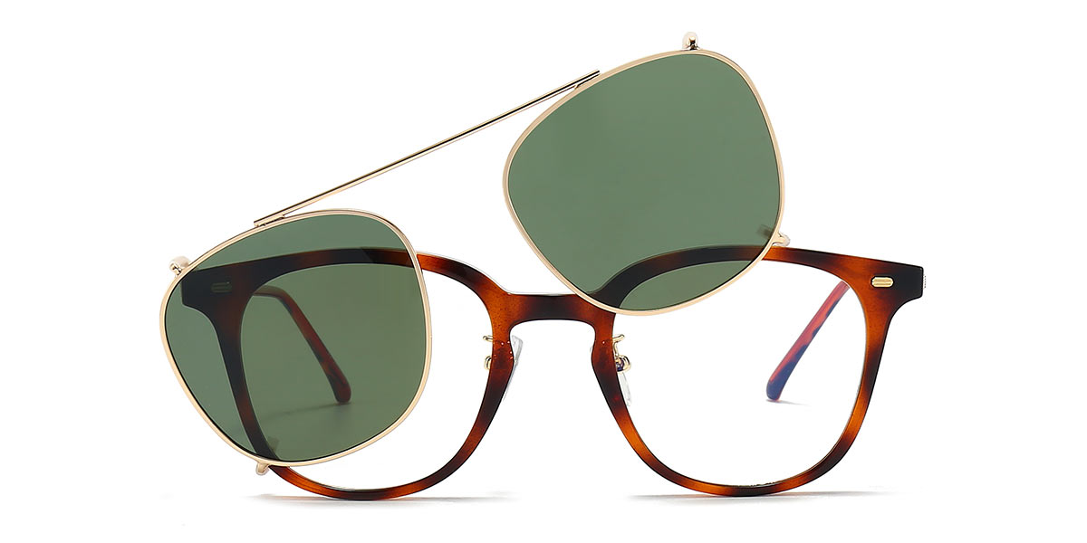 Tortoiseshell - Oval Clip-On Sunglasses - Lanre