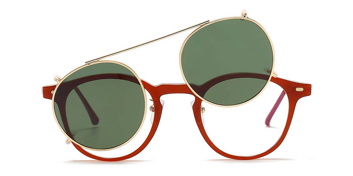 Brick Red Kati - Oval Clip-On Sunglasses
