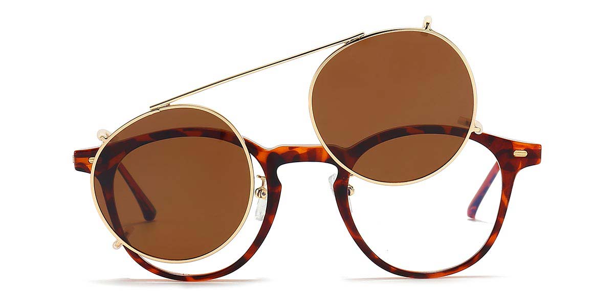 Tortoiseshell - Oval Clip-On Sunglasses - Kati