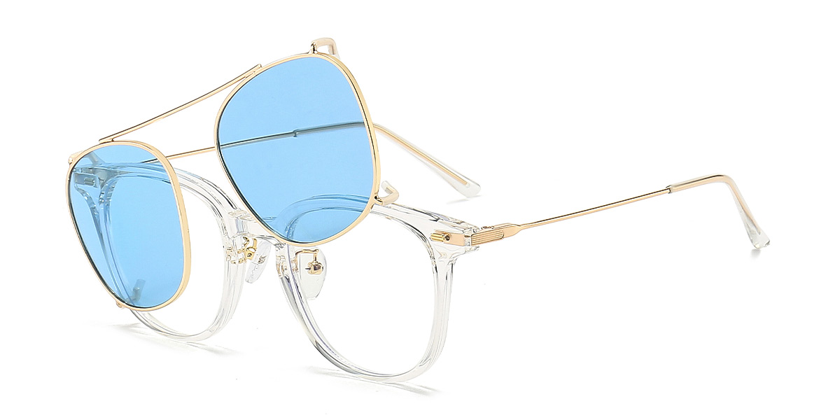 Clear Lanre - Oval Clip-On Sunglasses
