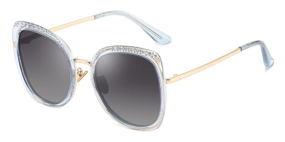 Clear Blue Gradual Grey Nale - Oval Sunglasses