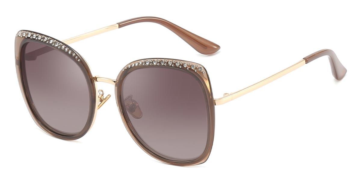 Brown Gradual Brown Nale - Oval Sunglasses