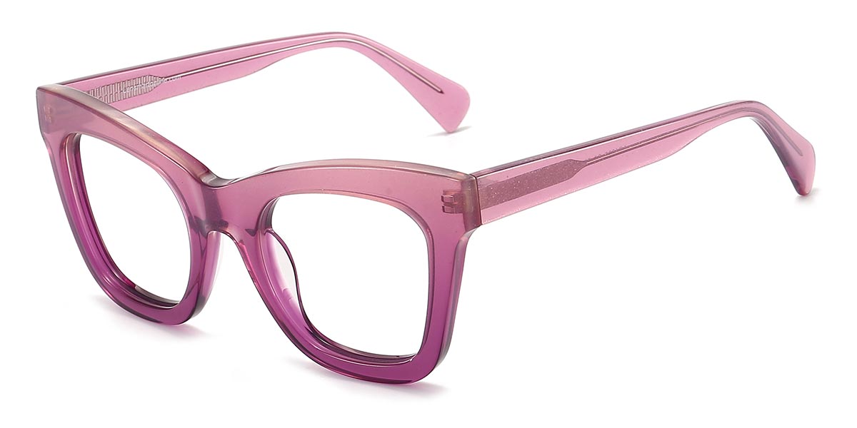 Purple - Square Glasses - Nalei